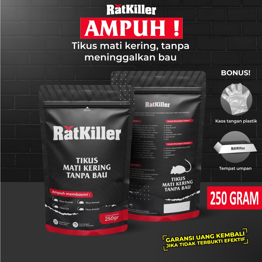 RatKiller Racun Tikus Mati Kering Tanpa Bau / Umpan Pembasmi Tikus 250 Gram