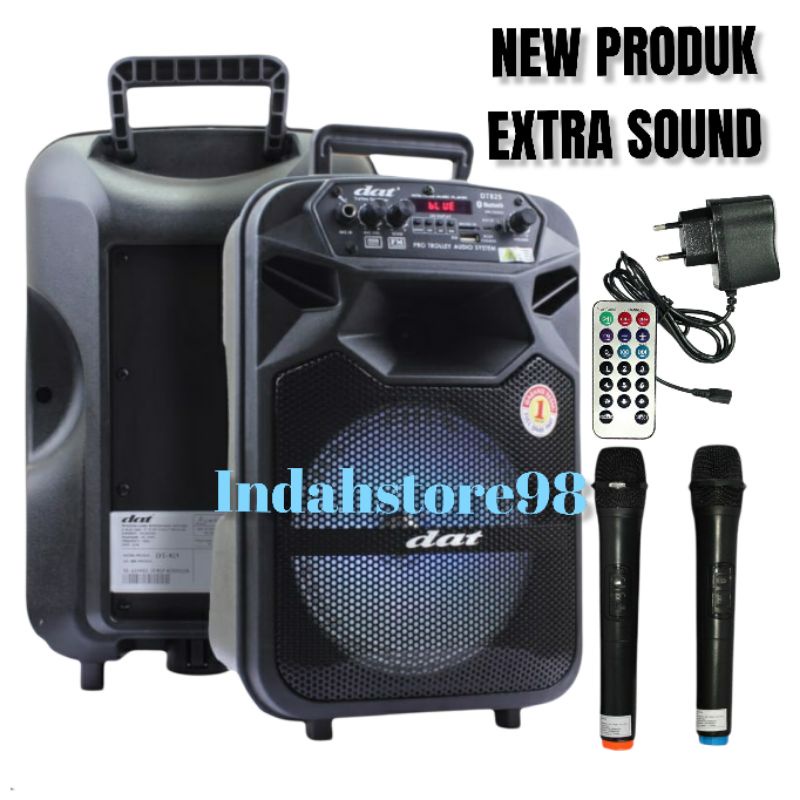 Speaker Portable 8 inch DAT DT 825 / DT 806 Bluetooth Karaoke Bass Extra + 2 Mic Wireless # GMC