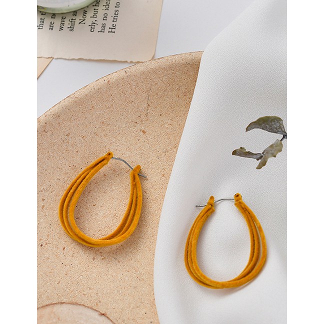 LRC Anting Tusuk Fashion Geometric Flocking U Line Irregular Earrings D52131