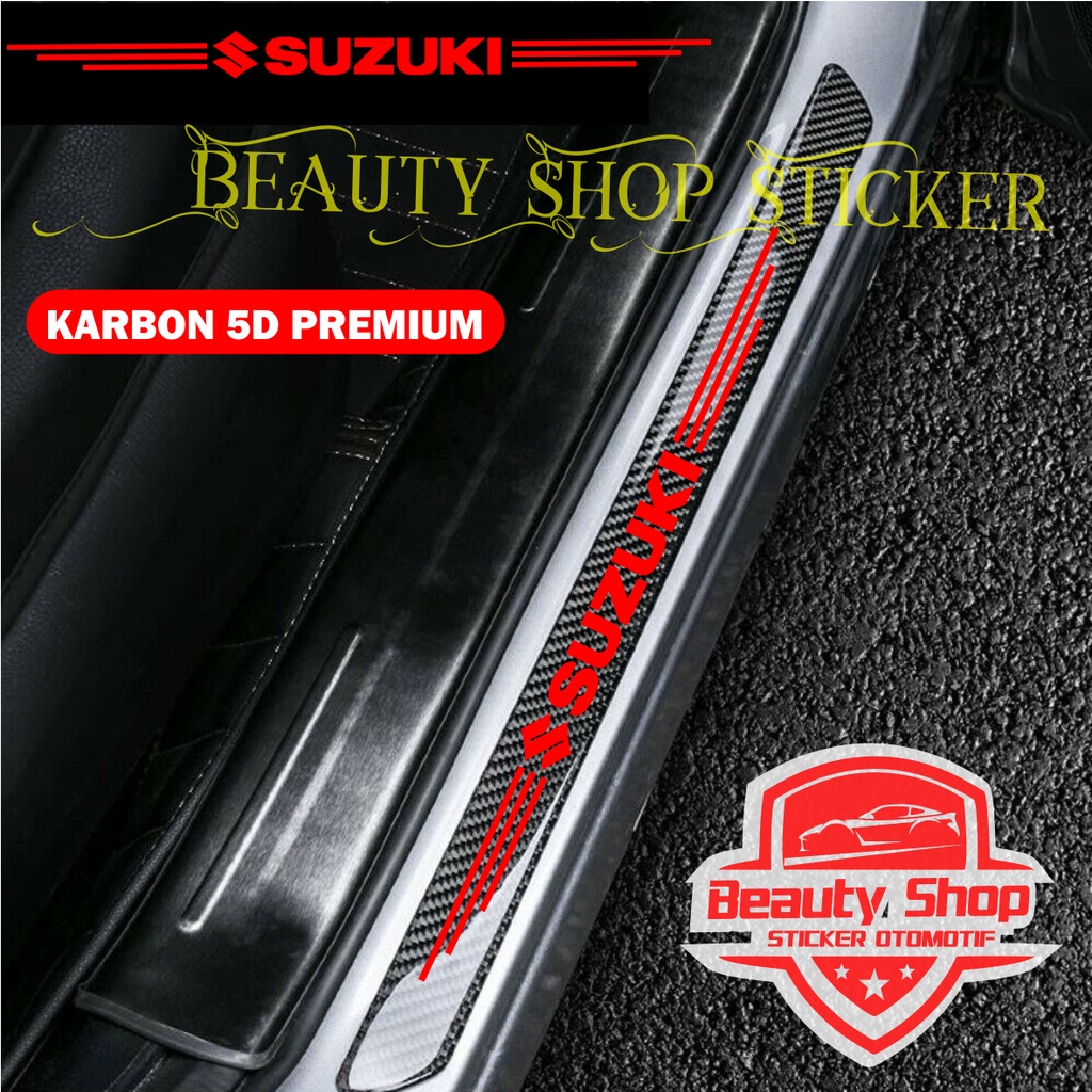 4 buah stiker Mobil Karbon Pintu Sill Protector Sticker carbon 5d sillplate Suzuki ERTIGA Swift XL7 