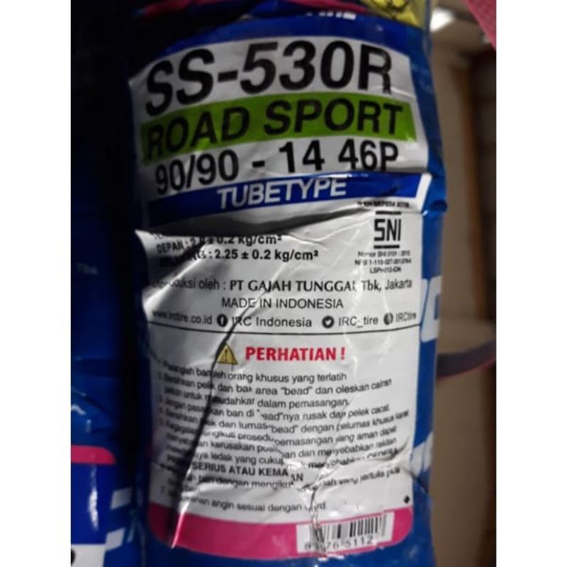 ban luar 90/90-14 IRC SS 530 TUBETYPE NON TUBLES 9090 RING 14