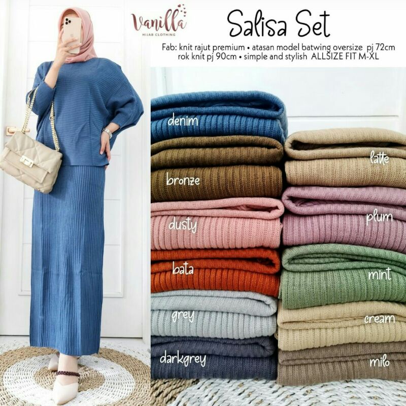 SALISA Set Rajut (top &amp; rok) II Vanilla