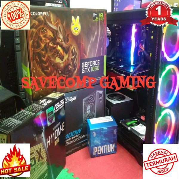 Terlaris Pc Gaming Intel core G5400 3.7 feat 1060 6Gb DDR5