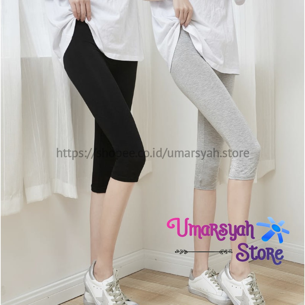 Legging Pendek Bahan Kaos Soft Rayon Premium Standar &amp; Jumbo 3/4