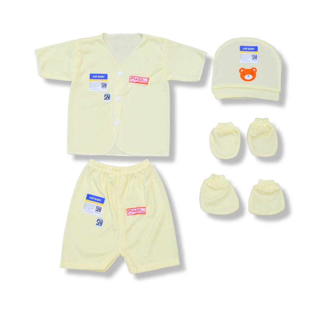 ASR BABY - Set Setelan Baju Bayi Topi Kupluk Sarung Tangan Kaki SNI