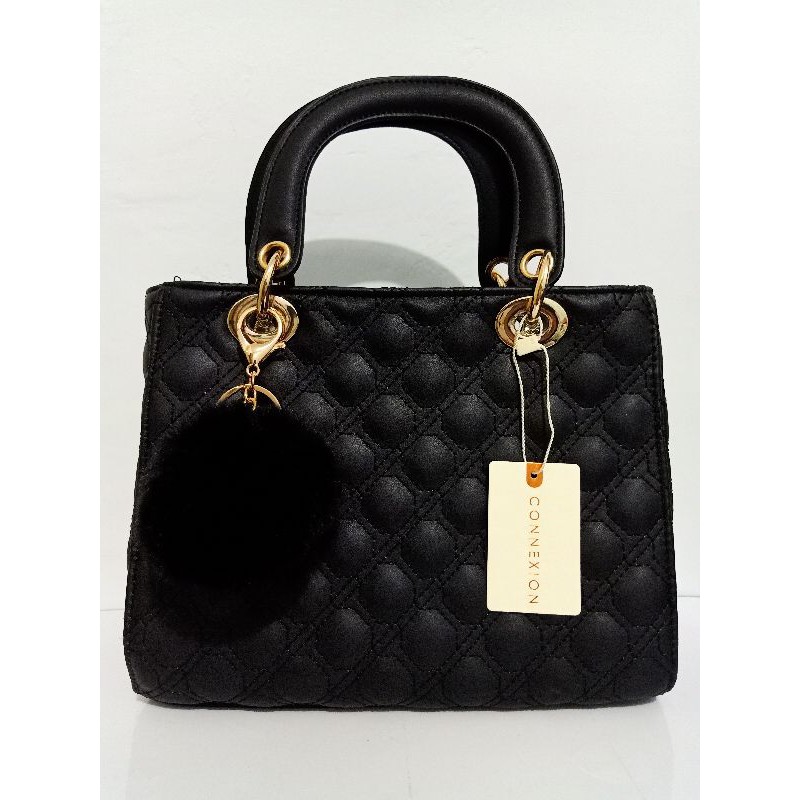 Tas Connexion Renata Hitam Selempang Sling Hand Bag Jinjing Bulu Wanita Lokal Branded Original Murah