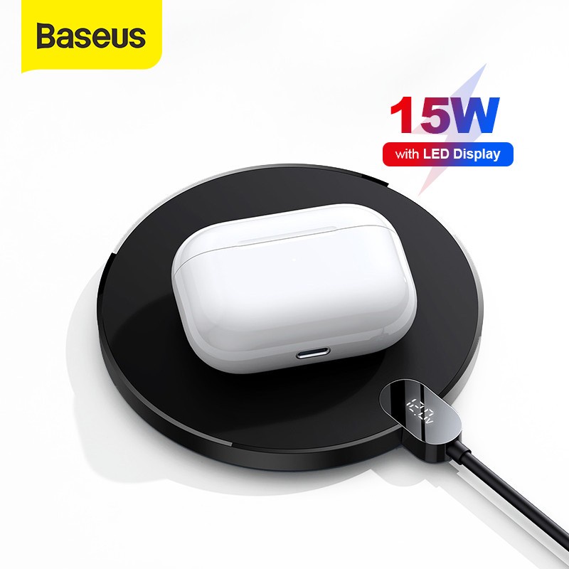 BASEUS WIRELESS CHARGER DIGITAL LED FAST CHARGING PAD QUICK CHARGE 15W