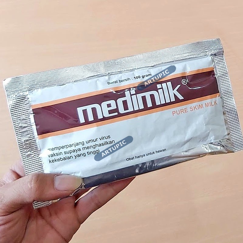 Medimilk 100 gram Susu Skim Pelarut Vaksin Pure Full Skim Milk Vaksin Ayam Unggas Medion Artupic