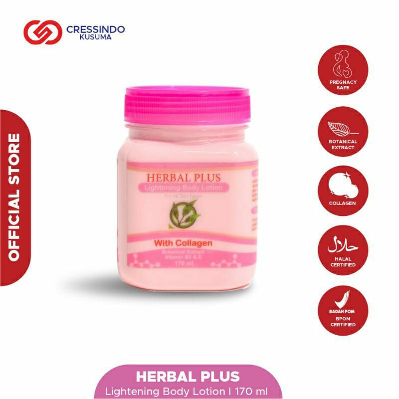 HERBAL PLUS LIGHTENING BODY LOTION WITH COLLAGEN 170ML (BIBIT COLAGEN) [BPOM]