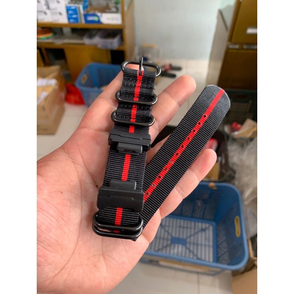 Strap Tali Jam Tangan G-shock Nato Zulu hitam list merah 24MM