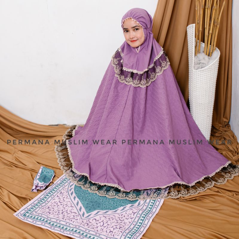 Mukena Dewasa Plisket Mewah Renda Tille  premium Terbaru 2022