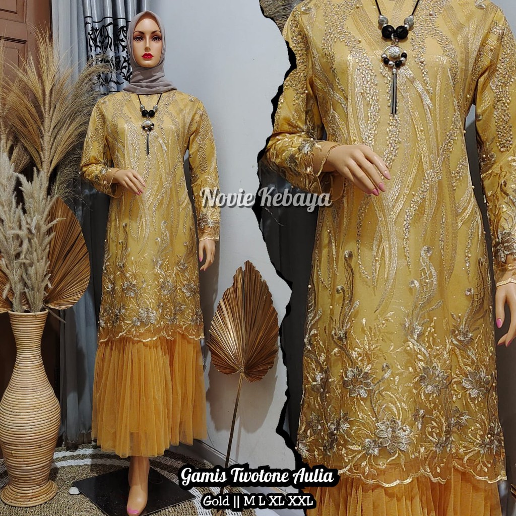 Gamis Tutu Tulle / Tille Wanita Two Tone Aulia Aneka Pilihan Warna