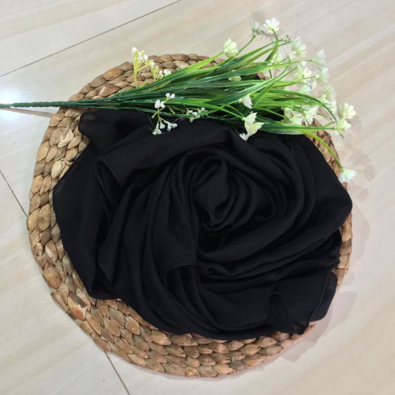 Pashmina Crinkle Shawl-Hitam**( L)