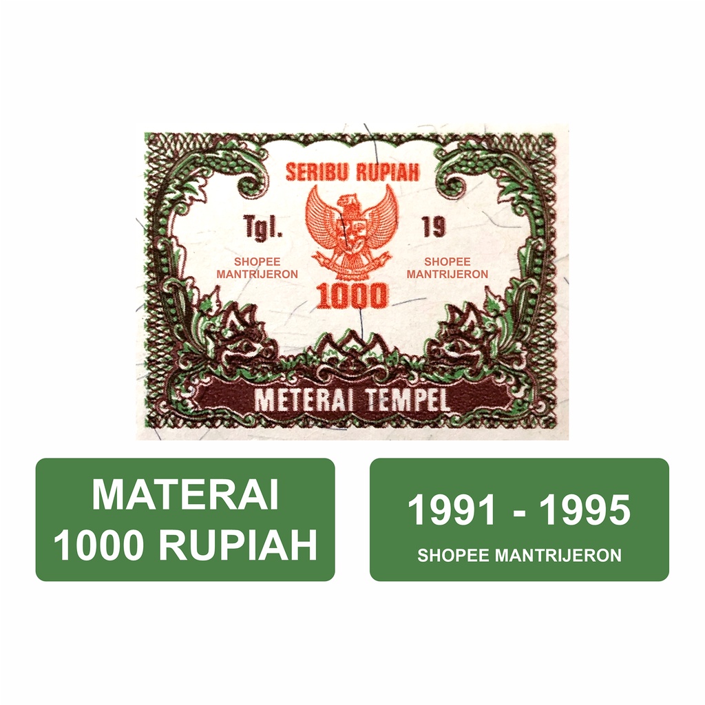 

Materai 1000 Tahun 1991-1995 Meterai Tempel 1.000 Seribu Rupiah Lama Kuno Asli Original Kantor Pos