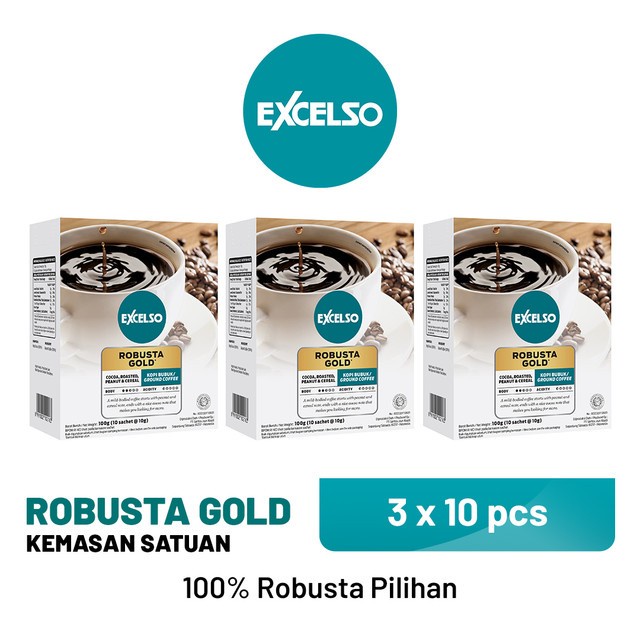 

✨COD✨ EXCELSO Robusta Gold - Bubuk Kopi 3 Folding Box (10 x 10 gr)