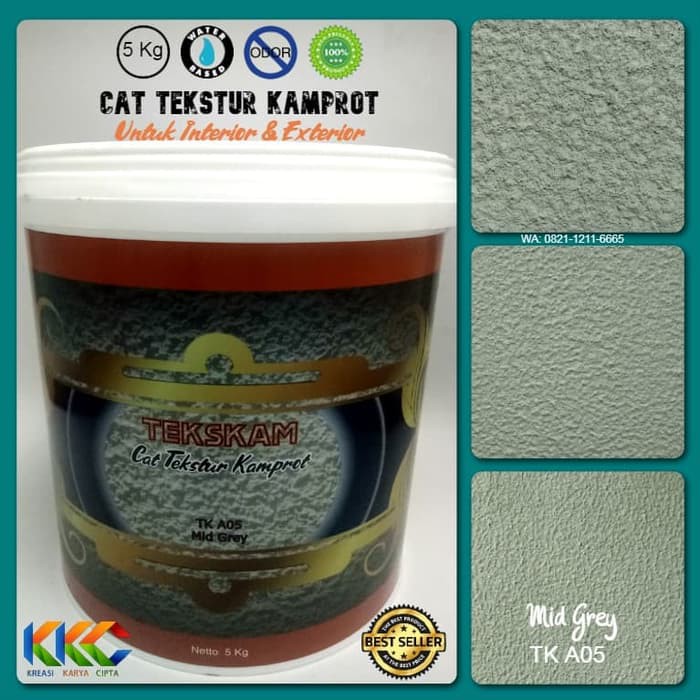 Jual Cat Tekstur Pasir Kamprot Warna Abu Abu Sedang Kemasan 5kg