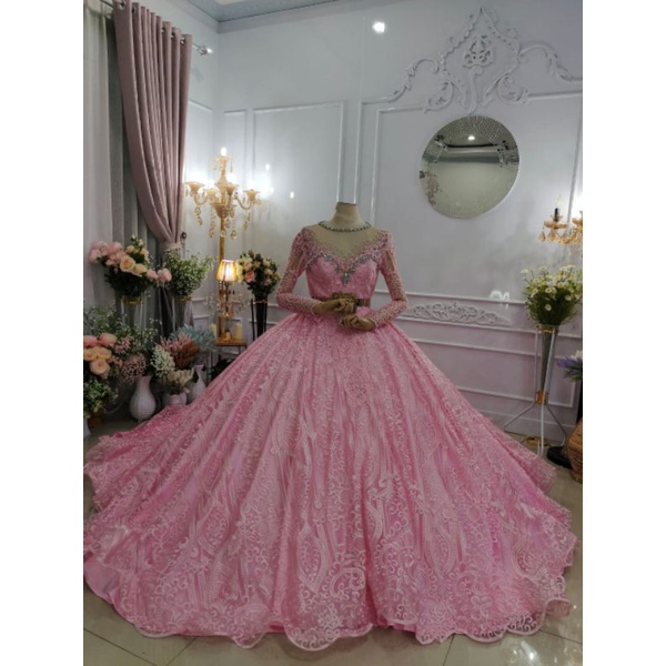 GAUN PENGANTIN BARBIE TILE AKAR TRIDI//GAUN WEDDING MEWAH//GAUN BEREKOR