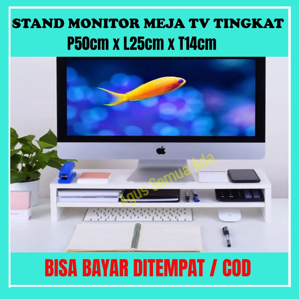 Meja Tv Stand Penyangga Tatakan Dudukan Holder Laptop Rak Monitor Kayu Murah Leptop Tingkat P50cm x 