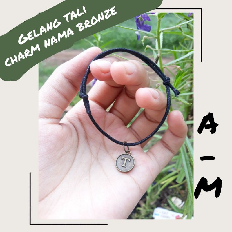 (COD)Gelang tali inisial nama bronze charm enamel gelang couple gelang nama bulat