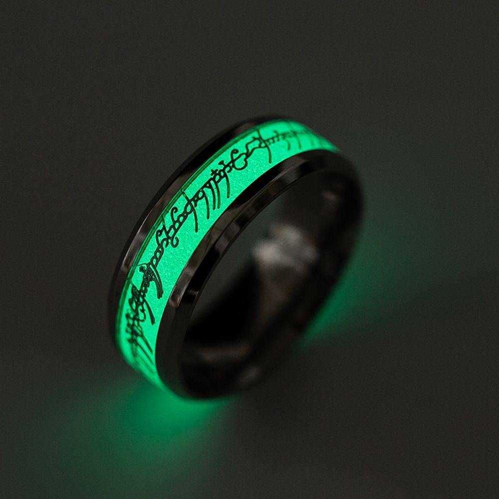 Lily Cincin Band Bercahaya Punk Baru Glow In The Dark Stainless Steel