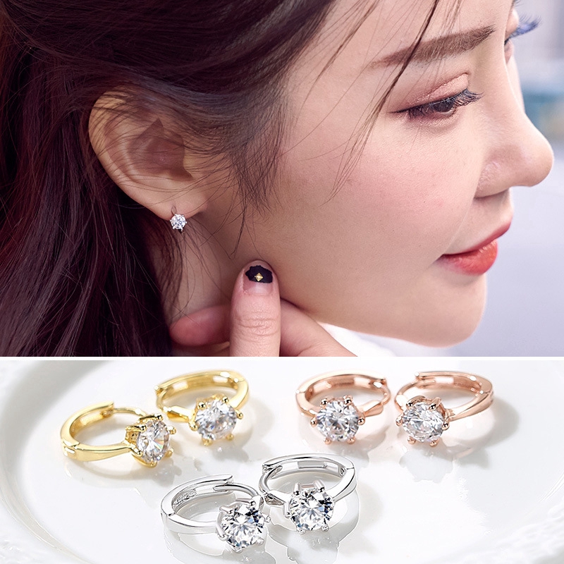 Anting-Anting Warna Perak Gaya Korea Untuk Wanita