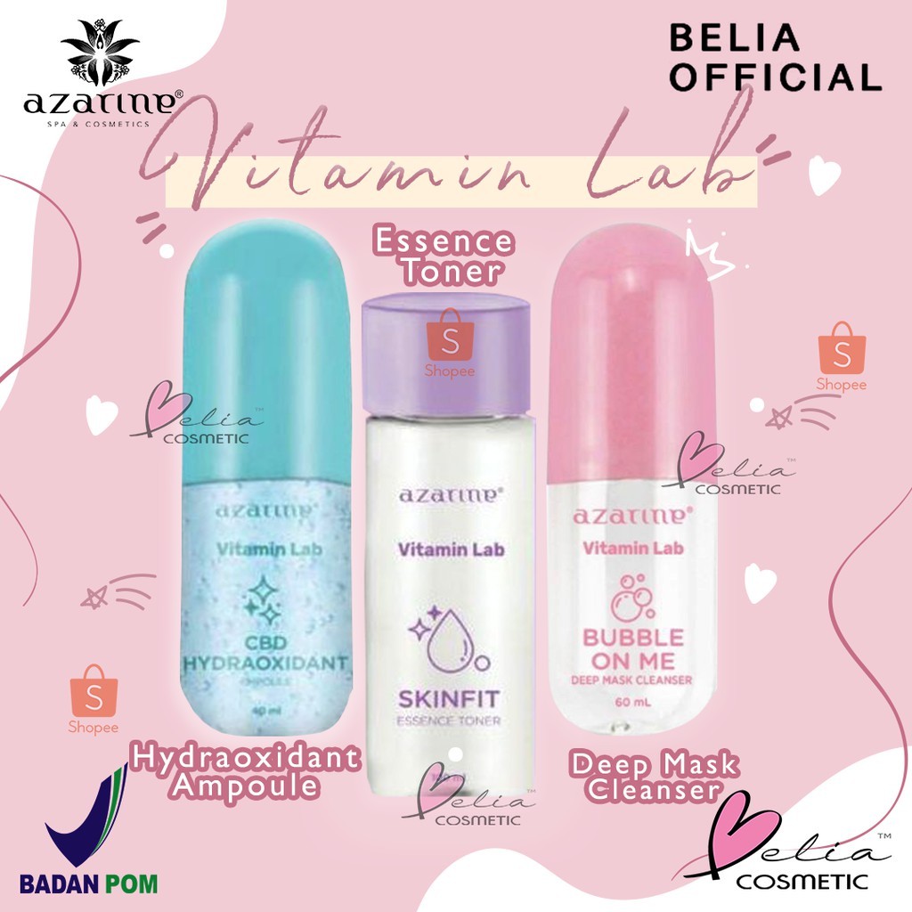 ❤ BELIA ❤ AZARINE VITAMIN LAB Bubble On Me Deep Mask Cleanser | Essence Toner | Hydraoxidant Ampoule