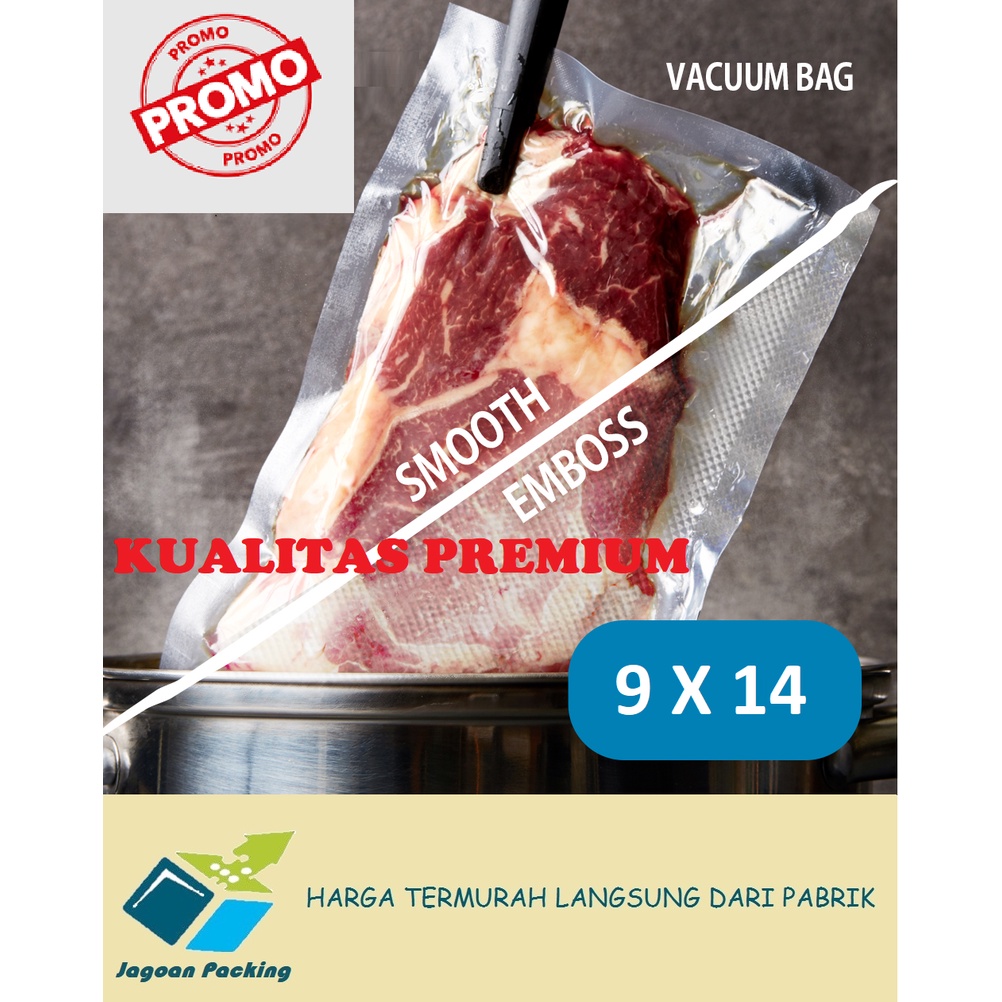 PLASTIK VACUUM VACUM VAKUM MAKANAN EMBOSS /POLOS TERMURAH &amp; TEBAL 9 CM X 14 CM
