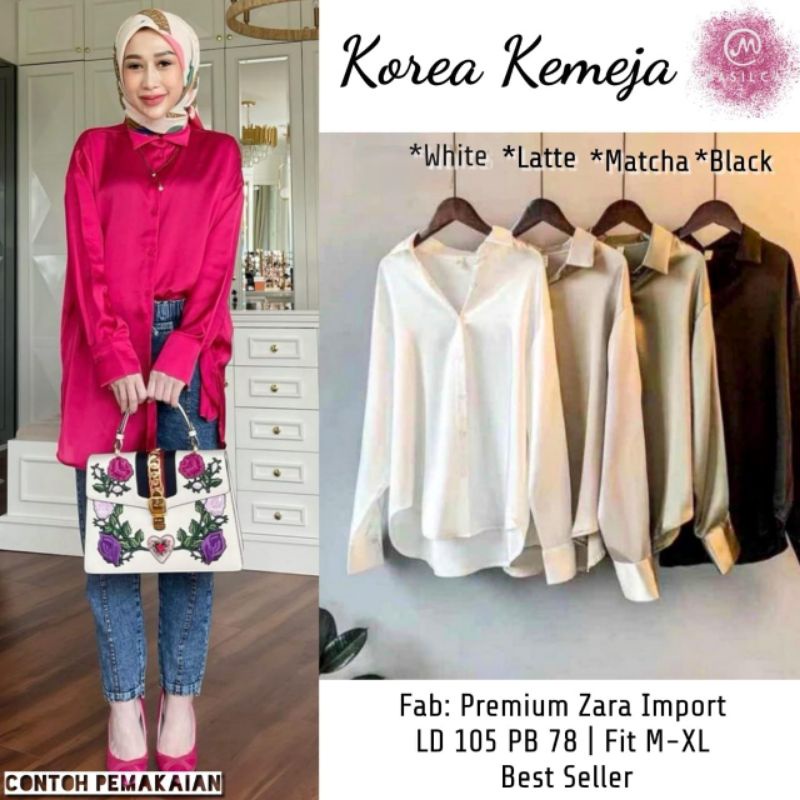 (COD) Korea Kemeja Premium Zara Import All Size Best Seller Pakaian Wanita Murah by Masilca