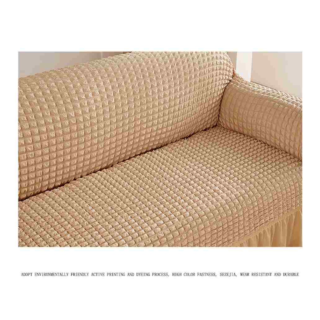 ETFELICEL Elastic Sofa Cover With Skirt / Sarung Sofa Alas Penutup Sofa Renda Elastis Polos Strecth