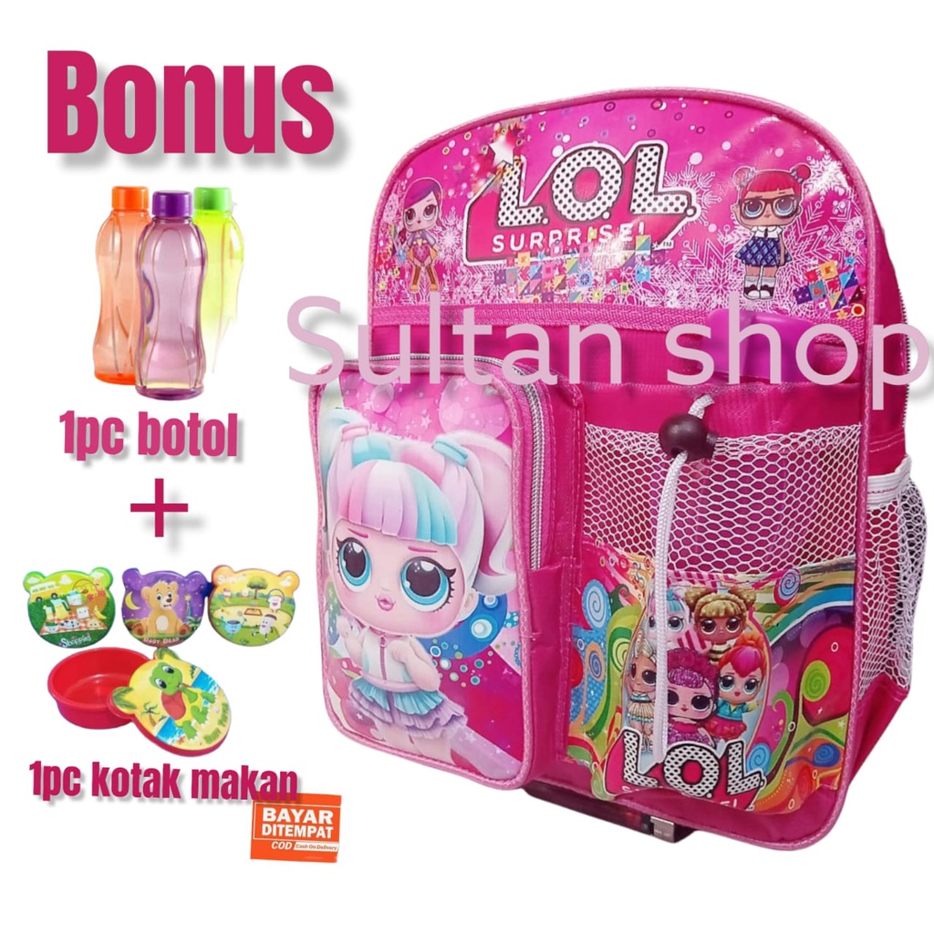 BISA COD / BAYAR DI TEMPAT / TAS RANSEL/ BONUS BOTOL / BONUS KOTAK MAKAN /TAS ANAK SEKOLAH/ TAS KARAKTER ANAK LAKI LAKI / PEREMPUAN /TK /PAUD/ TAS NGAJI /TAS ULANG TAHUN