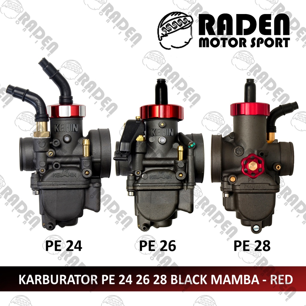 (BISA COD) KARBURATOR KEIHIN HITAM PE 24 26 28 BLACK MAMBA RED GOLD CNC THAILAND KARBU PE28 PE26 PE24 KARBULATOR BEAT VARIO MIO RX MX GRAND SUPRA 125 X BYSON NVL NVA NINJA CBR GL PRO RR SOUL FI FU 150 SATRIA KEIHIN R VIXION TIGER GL REVO MX VEGA Z ZR-1