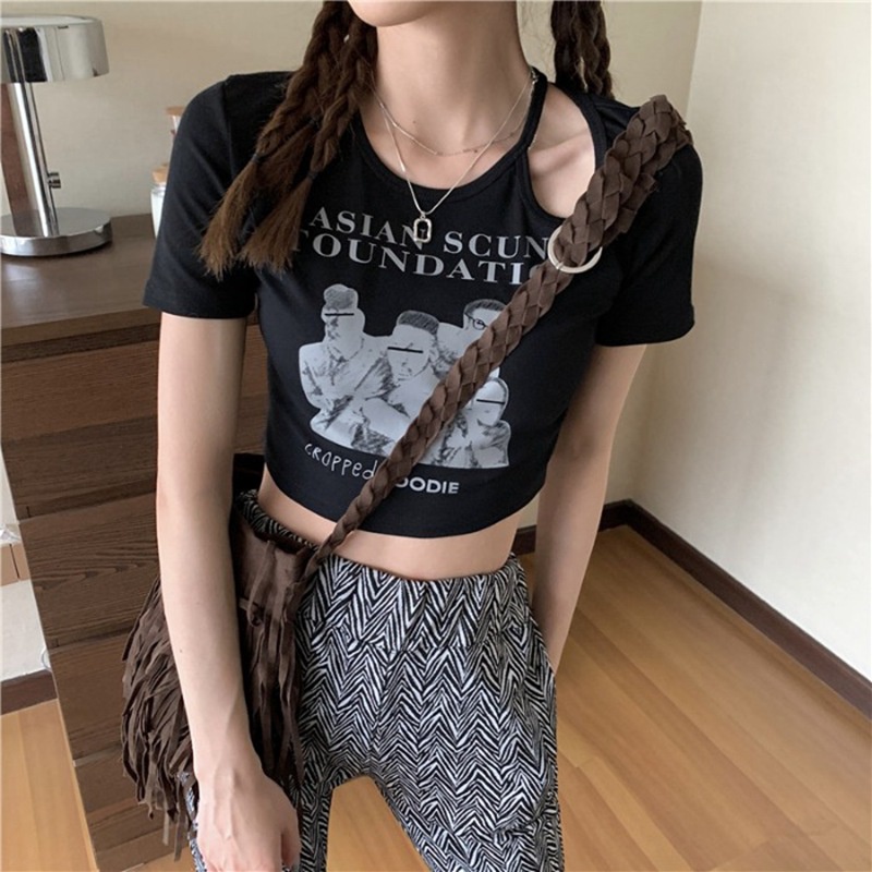 Korean Crop Top Asian Scun Atasan Lengan Pendek 2205 (S/M/L)