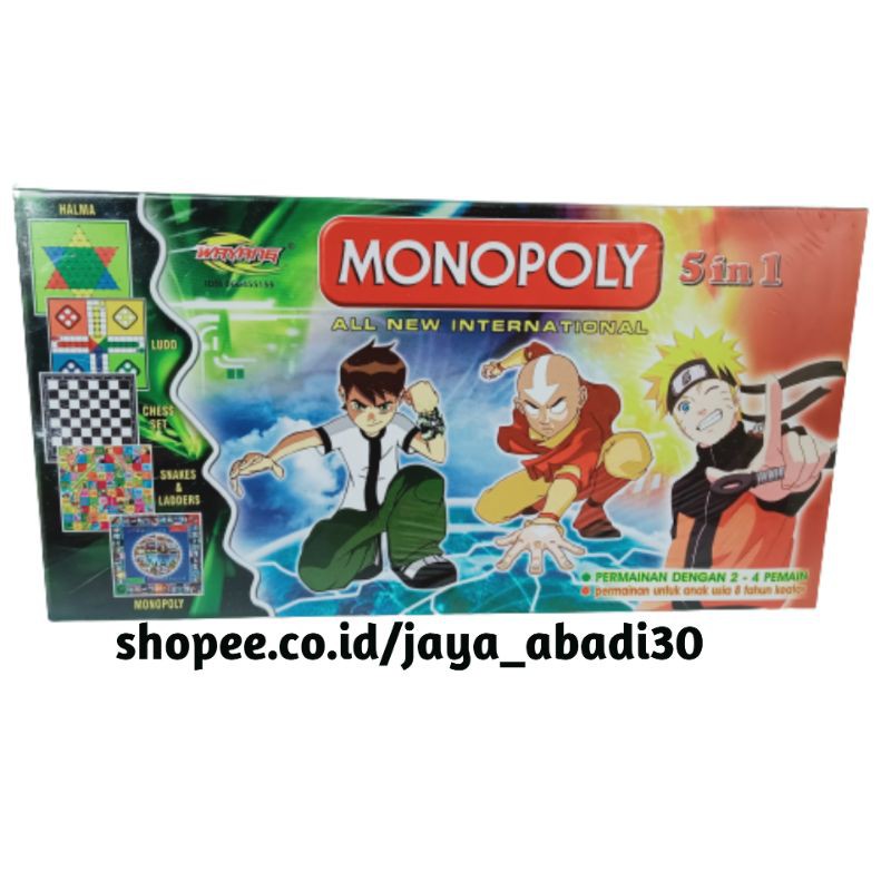 MAINAN MONOPOLI CATUR HALMA ULAR TANGGA DAN LUDO 5in1