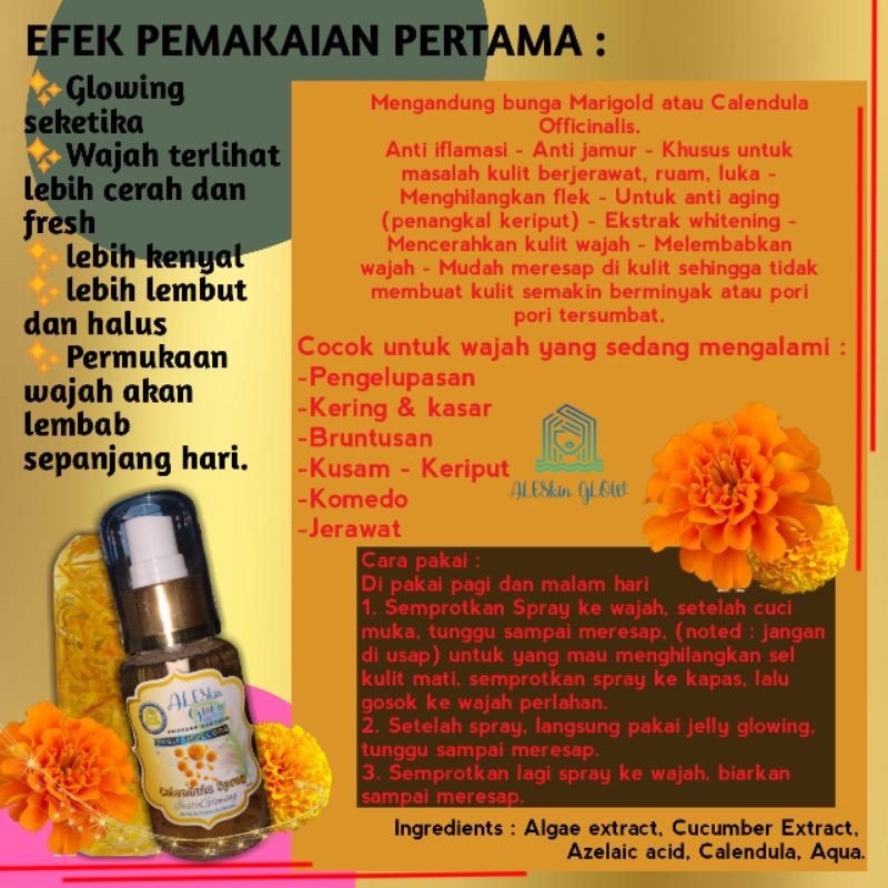 CALENDULA FACE MIST Jerawat Flek Hitam Skincare Korea Serum Paket Kecantikan Perawatan Wajah Glowing