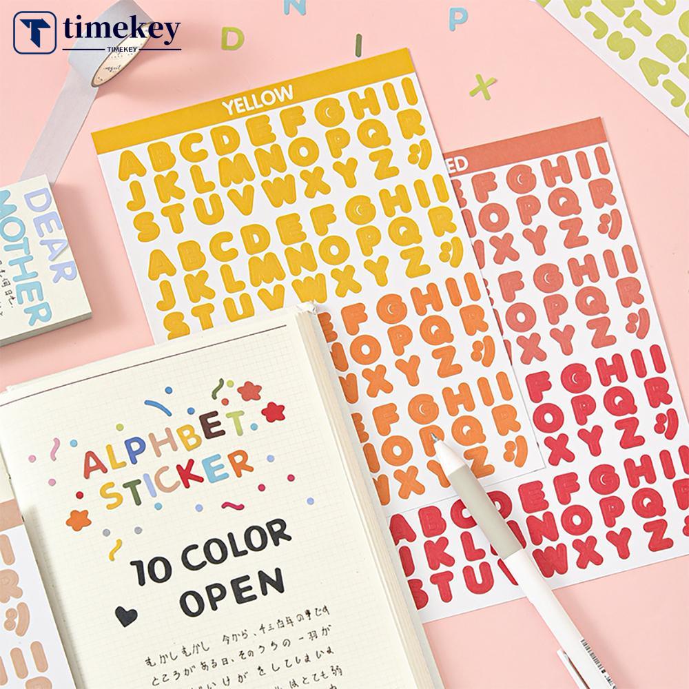 Timekey 2 Lembar Stiker Alfabet Warna Permen Untuk Dekorasi Scrapbookalbum Foto DIY A5K8