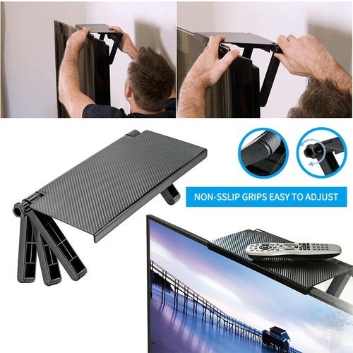 Rak TV Screen Top Shelf Tatakan Remote Modem Storage Desk Riser