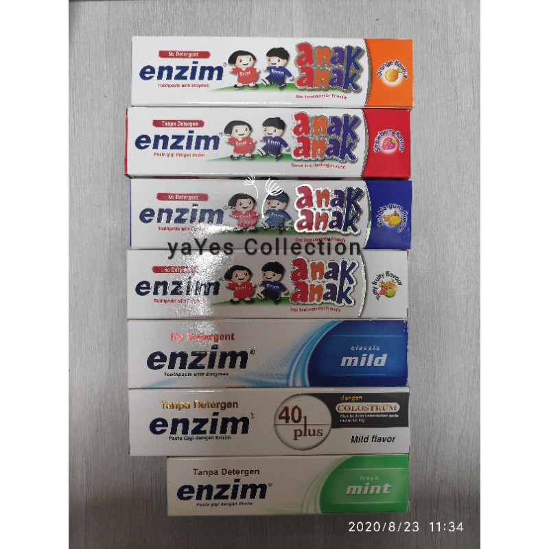 Enzim anak dewasa 42 g - 63g stroberi jeruk angur mint 40+ plus No detergen pasta gigi odol bubble