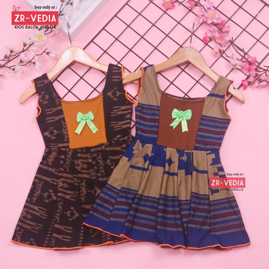 Dress Marsha Uk Bayi 6-18 Bulan / Dress Batik Baju Anak Balita Perempuan Gaun Tenun Bahan Adem Cewek