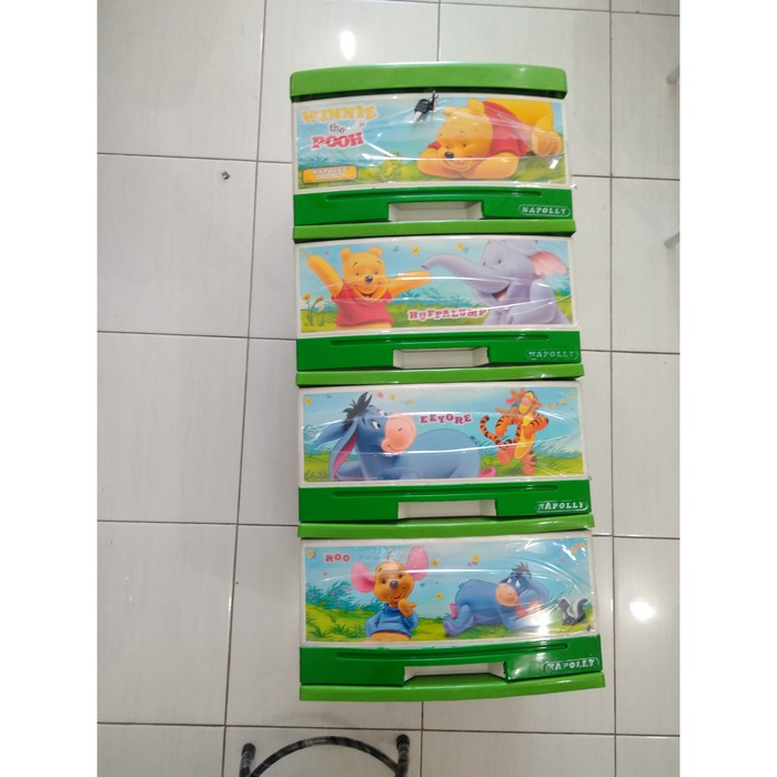 Lemari Plastik Napolly Susun 4 Winnie the Pooh