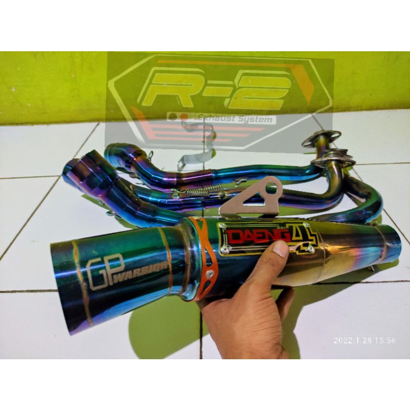 1set MUFFLER DAENG 4 GP WARRIOR blue PIPE+BIG ELBOW NMAX V1/V2 AEROX V1/V2 MIO SPORTY MIO125 NVX155 