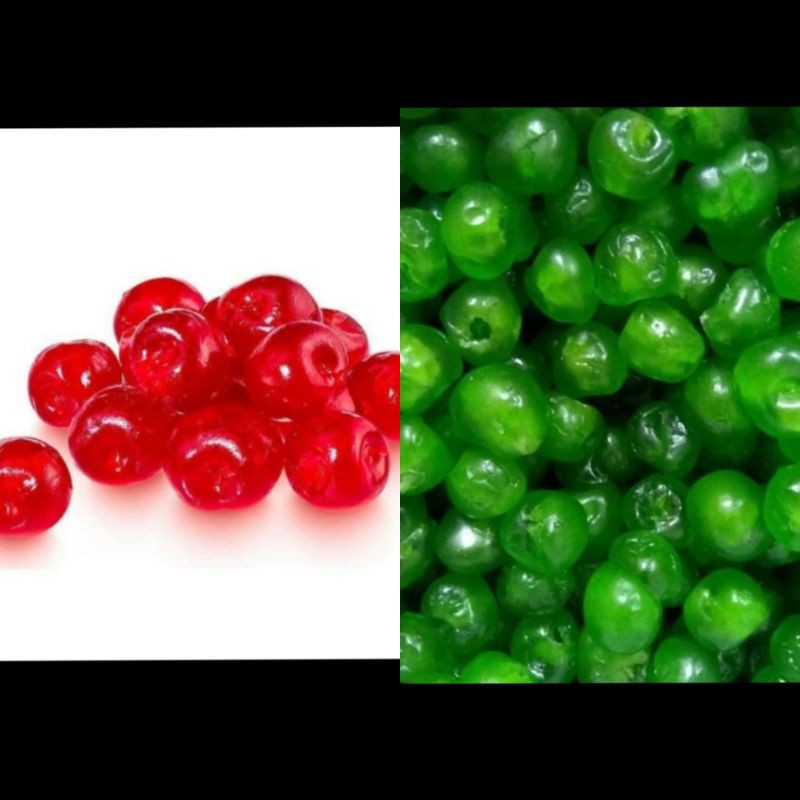 

TANPA TANGKAI cherry merah dan cherry hijau maraschino 1pcs