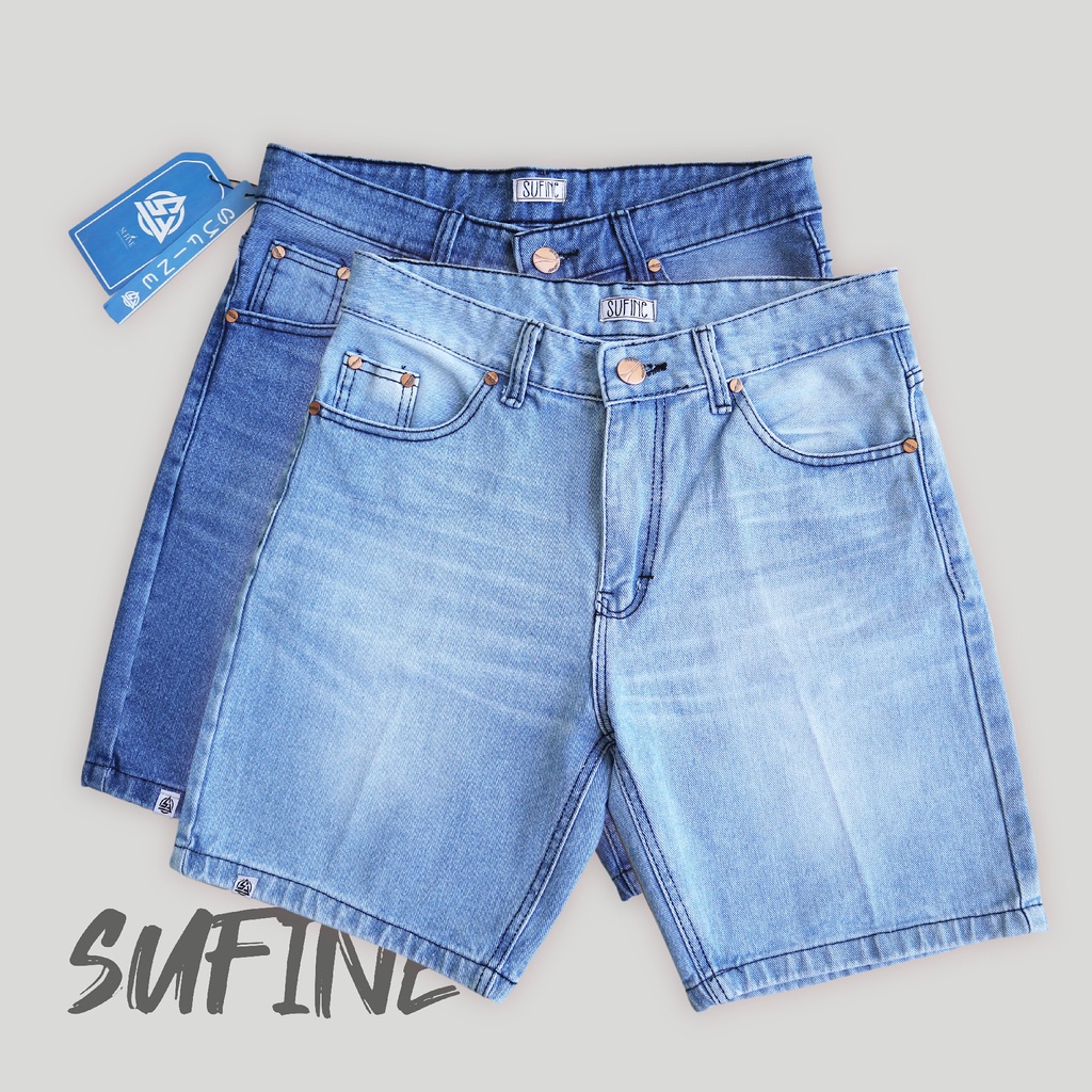 Sufine - Celana Jeans Pendek Premium BoardShort Original Product - Jeans Pendek Pria