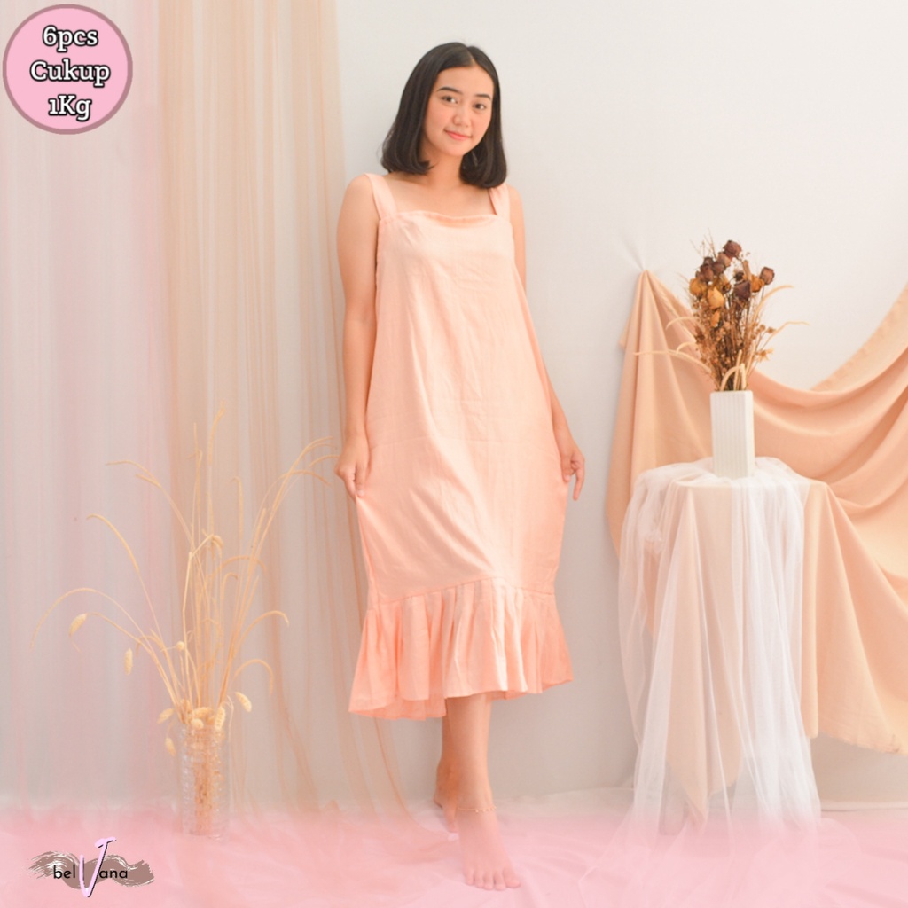 Daster Viral Ruffle Gandul Tali Bali | Daster Yukensi Tanpa Lengan Rayon-[GTJ] C