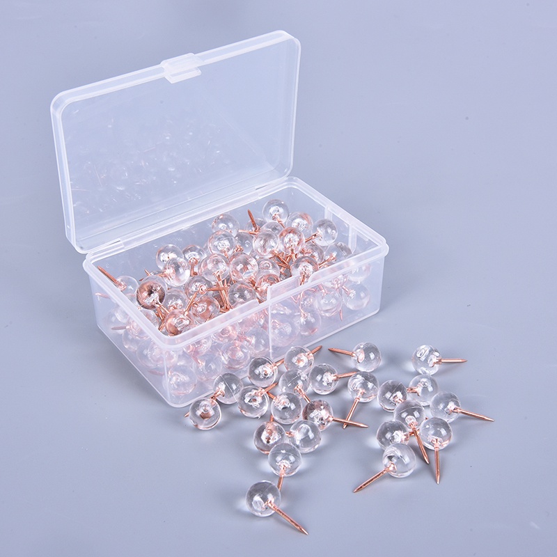 # Kaos T-Shirt Wanita Lengan Pendek Motif Print #100pcs Push Pin Transparan Untuk Kantor