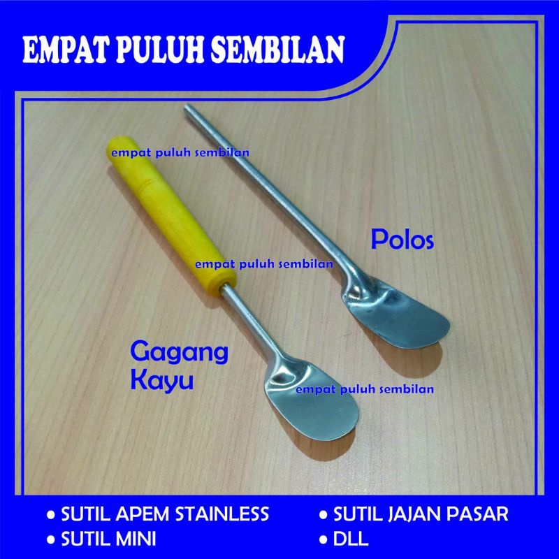 SUTIL APEM BIKANG KUKUS - SUTIL APEM KAYU - SPATULA MINI - SPATULA APEM KAYU STAINLESS