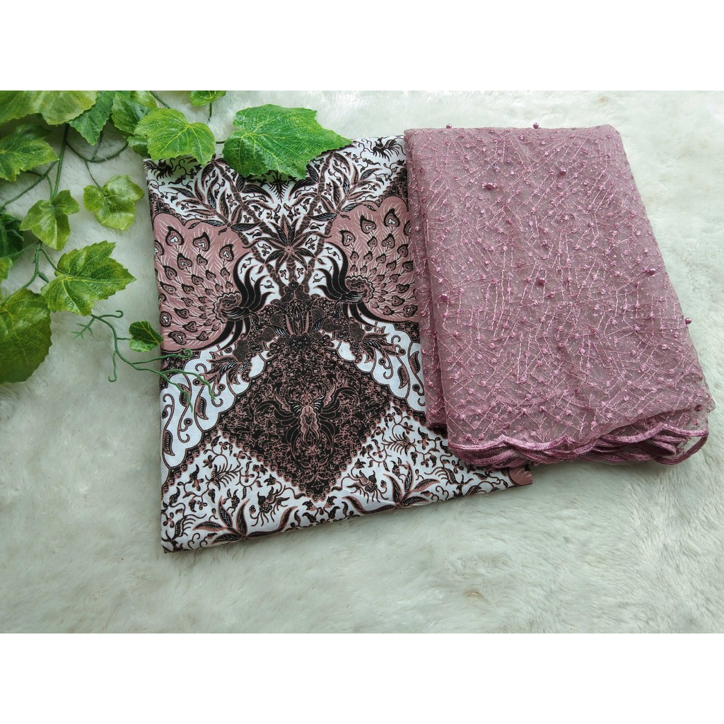 KAIN BATIK JARIK HALUS SET KEBAYA BROKAT TILE MUTIARA SERAGAM BRIDESMAID WISUDA