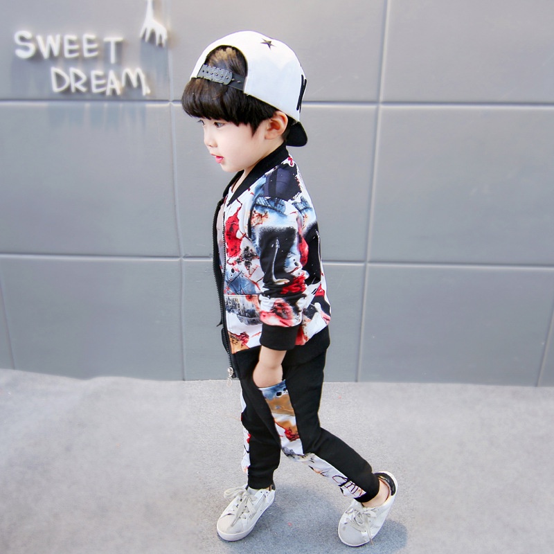 SSL50-Setelan Set 3in1 Anak Laki Laki Kaos+Celana+Jaket Futuristic