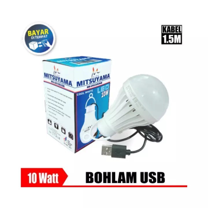 BOHLAM USB MITSUYAMA LED 10 WATT COOL WHITE KABEL 1.5 M / LAMPU LED