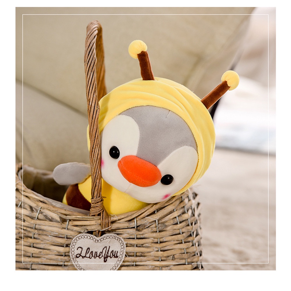 Needway  Cute Stuffed Toy Kids Toys Penguin Cosplay Frog Penguin Plush Toy Children Gifts Animal Doll Small Gift for Friend Keychain 13/25cm Penguin Cosplay Bee