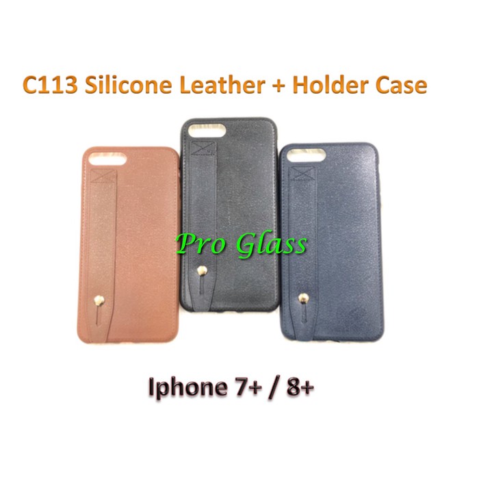 C113 Iphone 7 / 8 / 7+ / 8+ Silicone Leather Premium Case + Holder